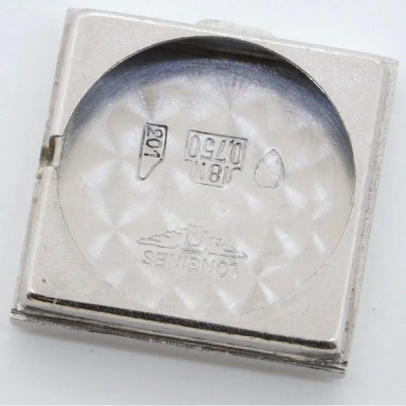 Longines antique 18K WG 0.20CT VS diamond square shaped ladies watch - Picture 8 of 12